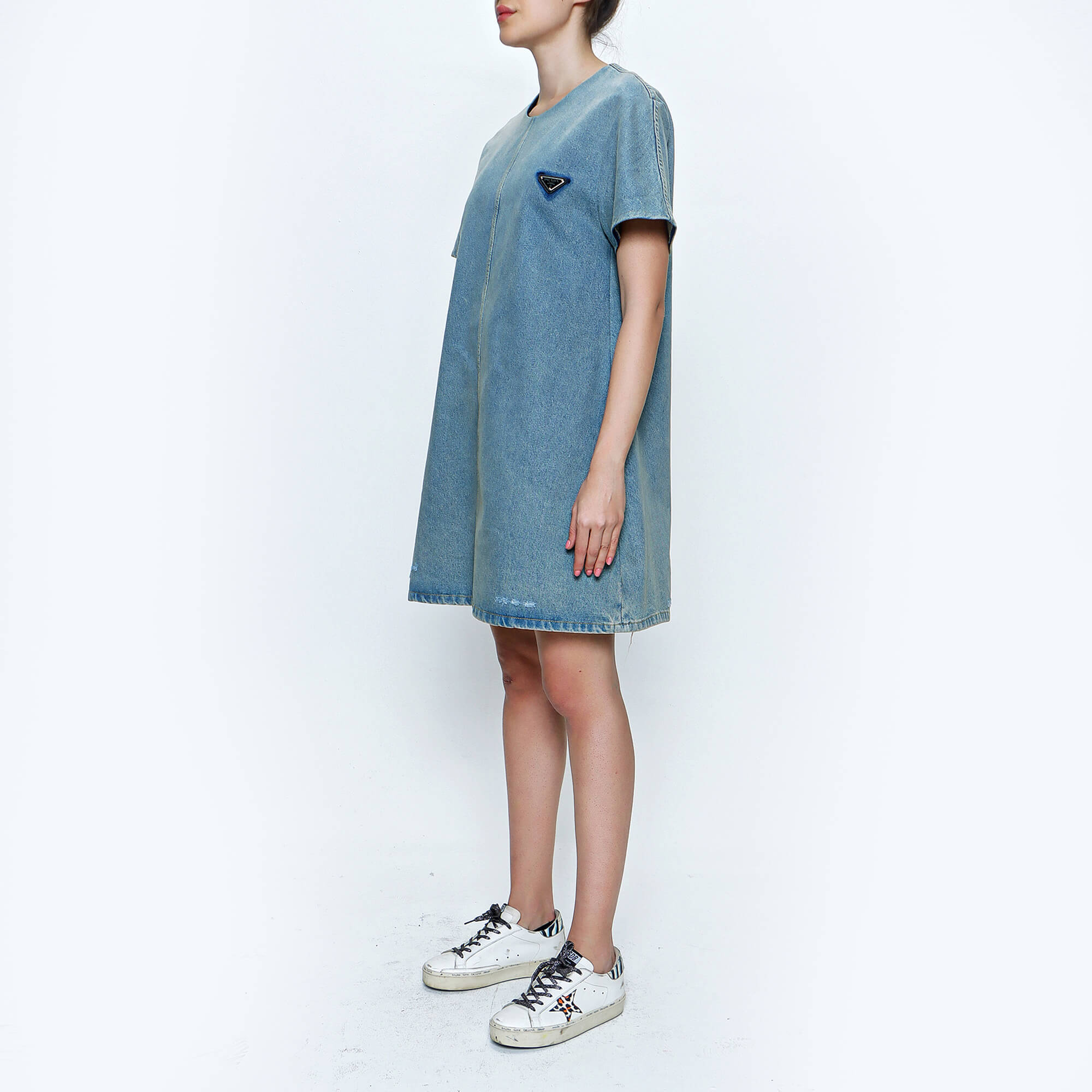 Prada - Blue Organic Denim Mini Dress 